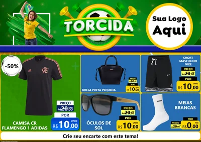Modelo de Encarte para Encarte A4 Horizontal com o tema Torcida para Roupas e acessórios