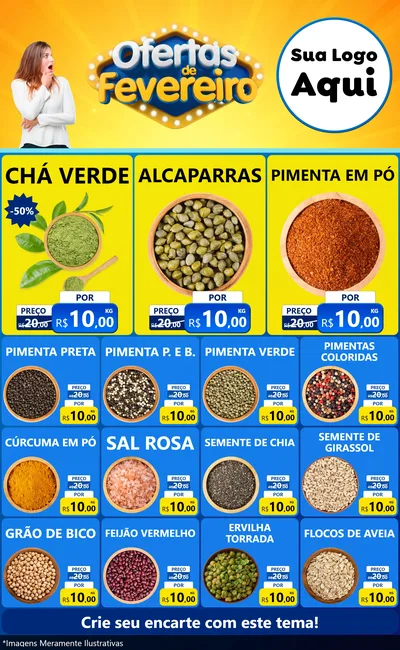 Modelo de Encarte para Encarte Grande com o tema Ofertas de Fevereiro para Produtos Naturais