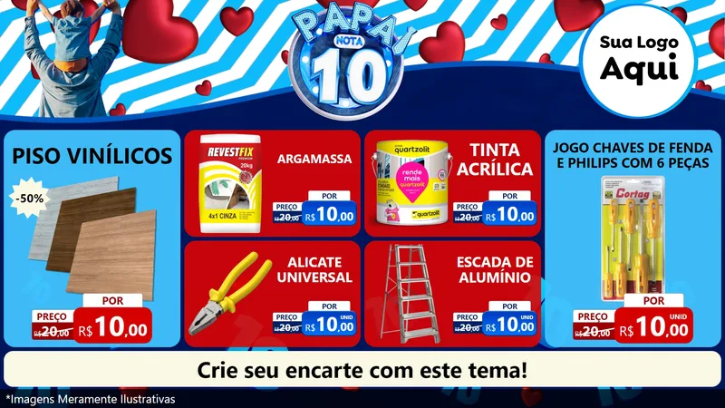 Modelo de TV para TV Horizontal com o tema Papai Nota 10 para Material para Construção