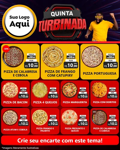 Modelo de Rede Social para Feed Instagram com o tema Quinta Turbinada para Pizzaria