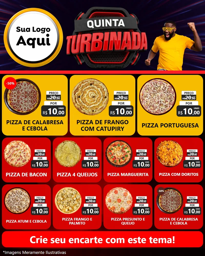 Modelo de Rede Social para Feed Instagram com o tema Quinta Turbinada para Pizzaria