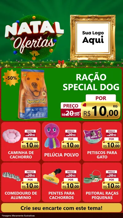 Modelo de Rede Social para Stories com o tema Natal de Ofertas para Pet Shop