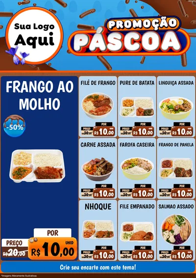 Modelo de Encarte para Encarte A4 Vertical com o tema Promoção Páscoa para Restaurante