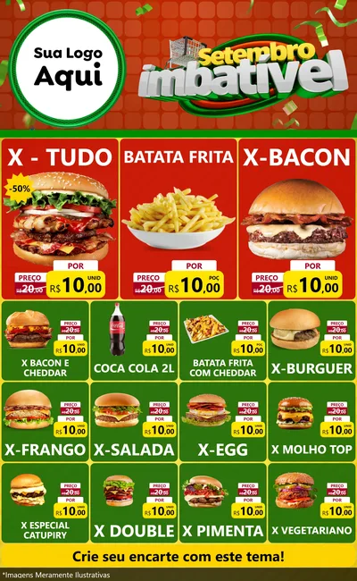 Modelo de Encarte para Encarte Grande com o tema Setembro Imbatível para Hamburgueria