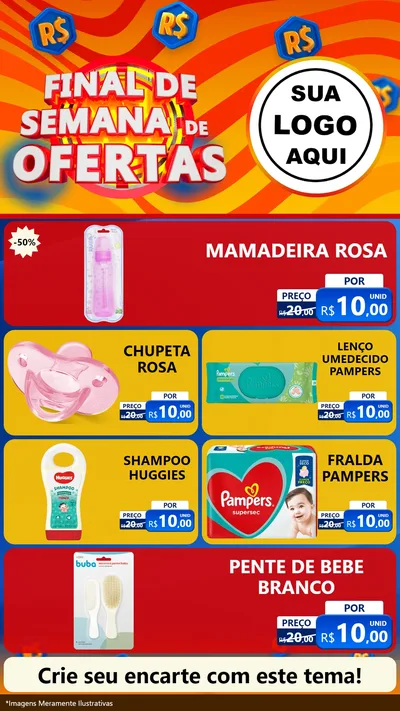 Modelo de TV para TV Vertical com o tema Final de Semana de Ofertas para Bebês