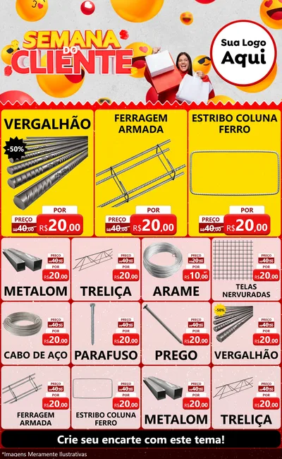 Modelo de Encarte para Encarte Grande com o tema Semana do Cliente para Ferragens