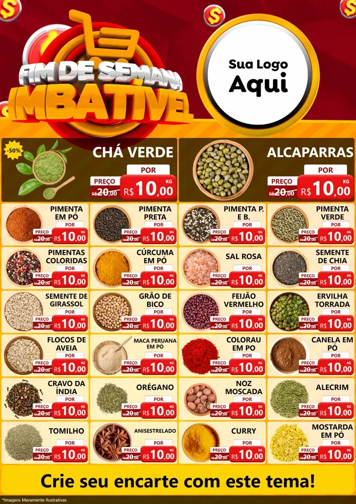 Modelo de Encarte para Encarte A4 Vertical com o tema Fim de Semana Imbatível para Produtos Naturais