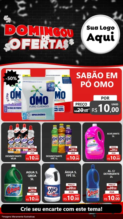 Modelo de Rede Social para Stories com o tema Domingou de Ofertas para Produtos de Limpeza