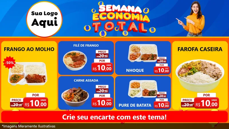 Modelo de TV para TV Horizontal com o tema Semana Economia Total para Restaurante