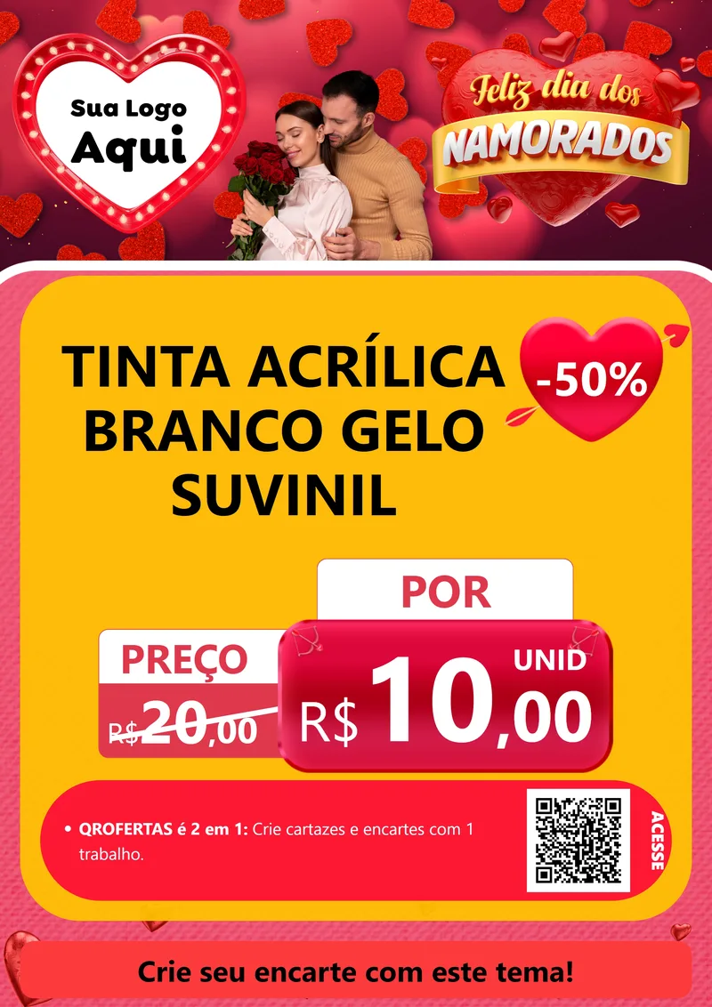 Modelo de Cartaz para Cartaz A4 Vertical com o tema Feliz Dia Dos Namorados para Tintas e Ferramentas
