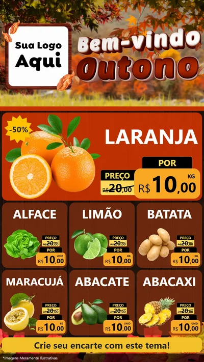Modelo de Rede Social para Stories com o tema Bem-vindo Outono para Hortifrúti