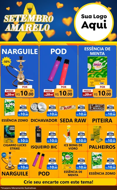Modelo de Encarte para Encarte Grande com o tema Setembro Amarelo para Tabacaria