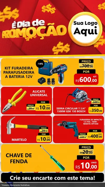 Modelo de TV para TV Vertical com o tema É Dia De Promoção para Maquinas e Ferramentas
