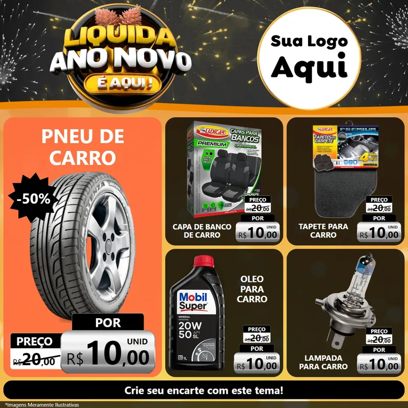 Modelo de Rede Social para Feed Facebook com o tema Liquida Ano Novo É Aqui! para Auto peças