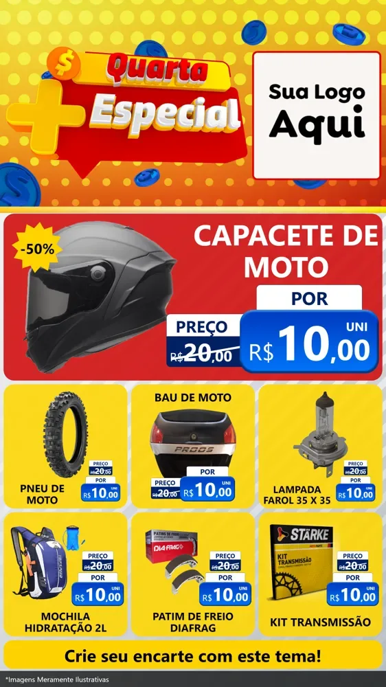 Modelo de Rede Social para Stories com o tema Quarta Mais Especial para Moto peças