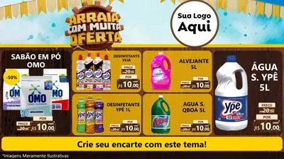 Modelo de TV para TV Horizontal com o tema Ofertas de São João - Junina para Produtos de Limpeza