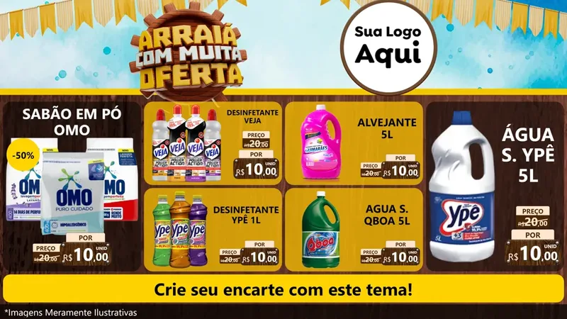 Modelo de TV para TV Horizontal com o tema Ofertas de São João - Junina para Produtos de Limpeza