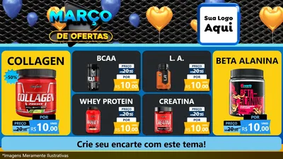 Modelo de TV para TV Horizontal com o tema Março de Ofertas para Suplementos alimentares