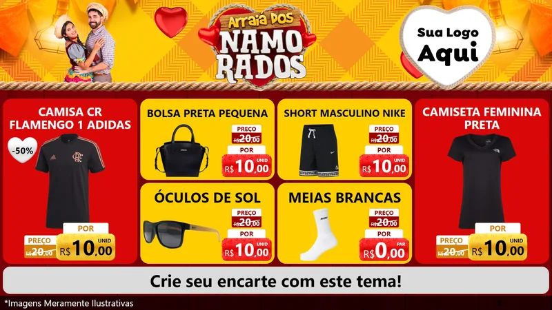 Modelo de TV para TV Horizontal com o tema Arraiá dos Namorados para Roupas e acessórios