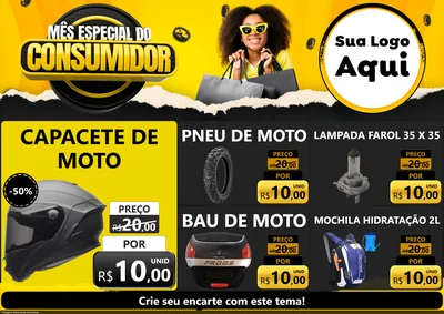 Modelo de Encarte para Encarte A4 Horizontal com o tema Mês Especial do Consumidor para Moto peças