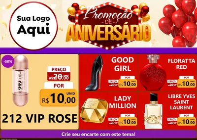 Modelo de Encarte para Encarte A4 Horizontal com o tema Promoção de Aniversário para Perfumes