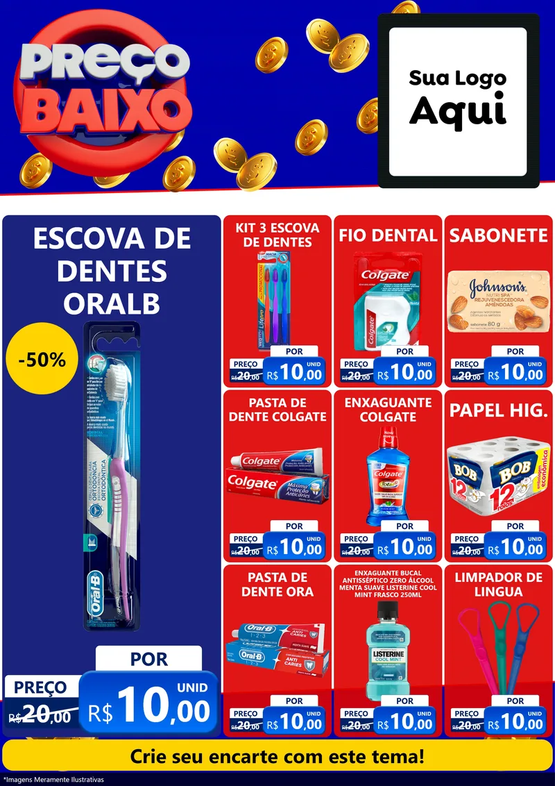 Modelo de Encarte para Encarte A4 Vertical com o tema Preço Baixo para Higiene Pessoal