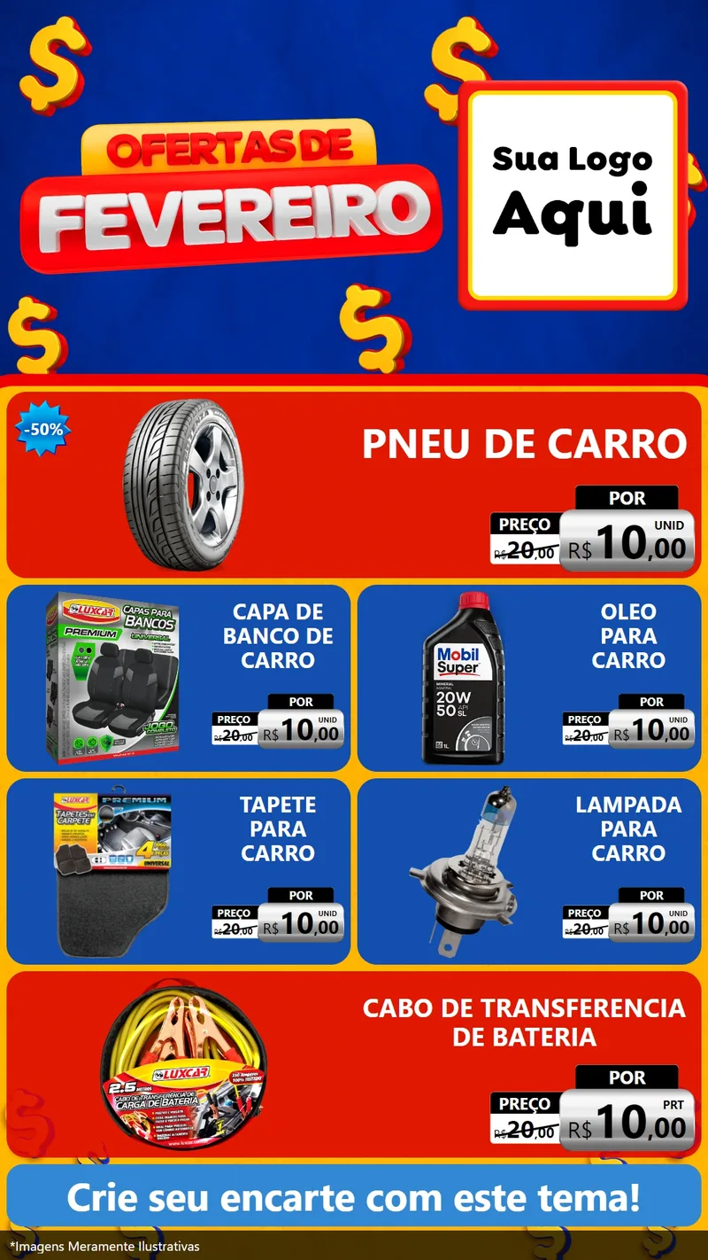 Modelo de TV para TV Vertical com o tema Ofertas de Fevereiro para Auto peças