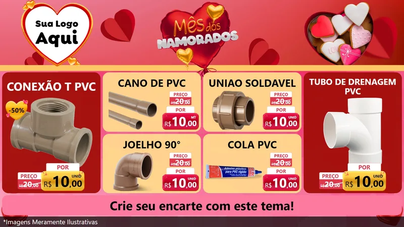 Modelo de TV para TV Horizontal com o tema Mês dos Namorados para Tubos e conexões