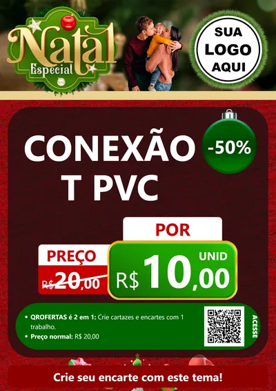 Modelo de Cartaz para Cartaz A4 Vertical com o tema Natal Especial para Tubos e conexões