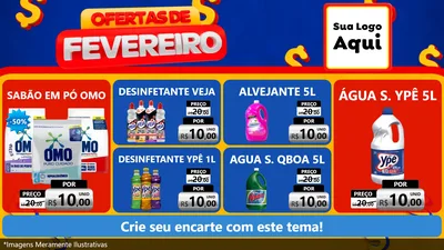 Modelo de TV para TV Horizontal com o tema Ofertas de Fevereiro para Produtos de Limpeza