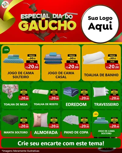 Modelo de Rede Social para Feed Instagram com o tema Especial Dia do Gaúcho para Cama, Mesa e Banho