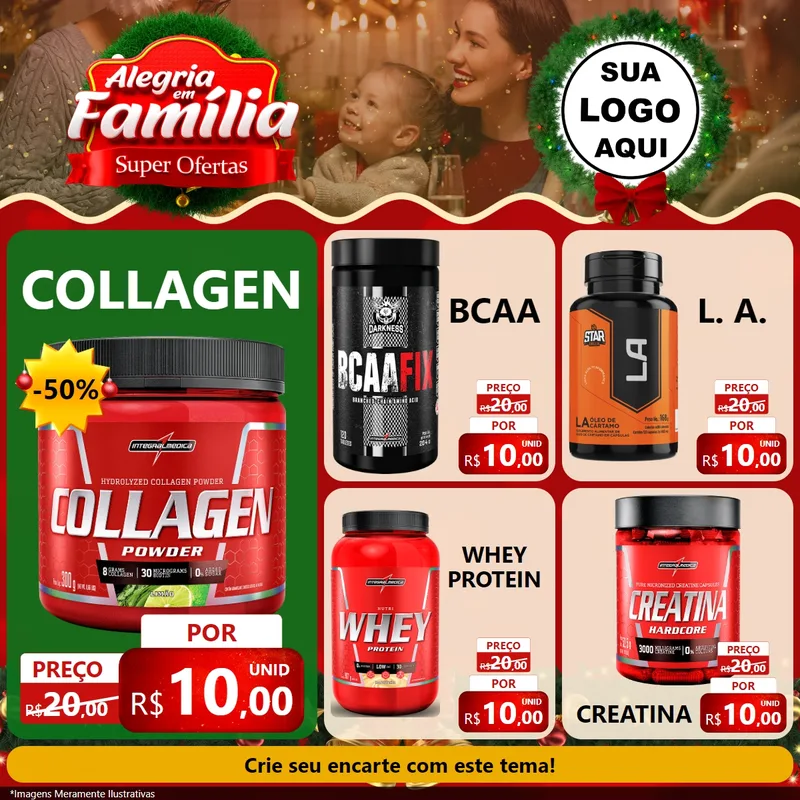 Modelo de Rede Social para Feed Facebook com o tema Alegria Em Família - Super Ofertas para Suplementos alimentares