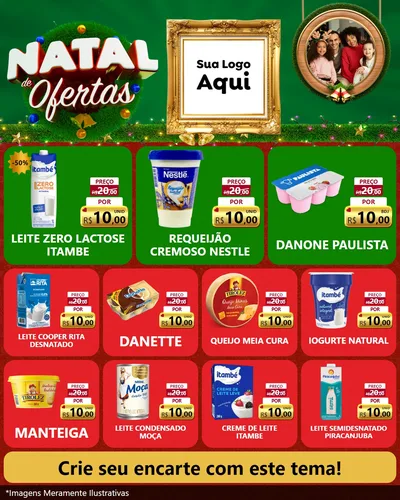 Modelo de Rede Social para Feed Instagram com o tema Natal de Ofertas para Frios e Laticínios