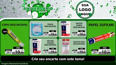 Modelo de TV para TV Horizontal com o tema Promoção de Aniversário - 9 Anos para Embalagens