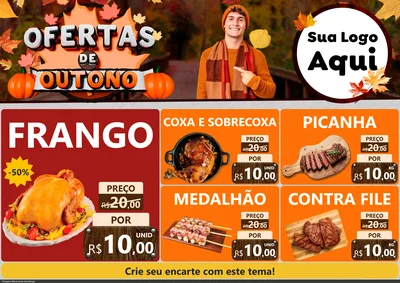 Modelo de Encarte para Encarte A4 Horizontal com o tema Ofertas de Outono para Assados