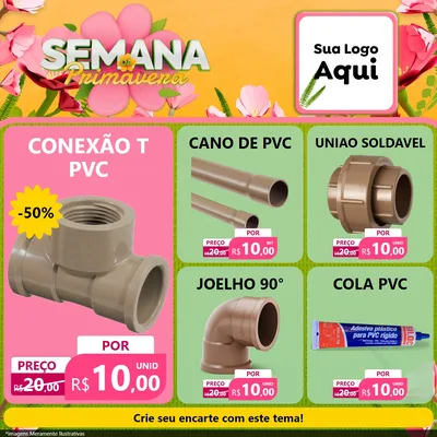 Modelo de Rede Social para Feed Facebook com o tema Semana da Primavera para Tubos e conexões