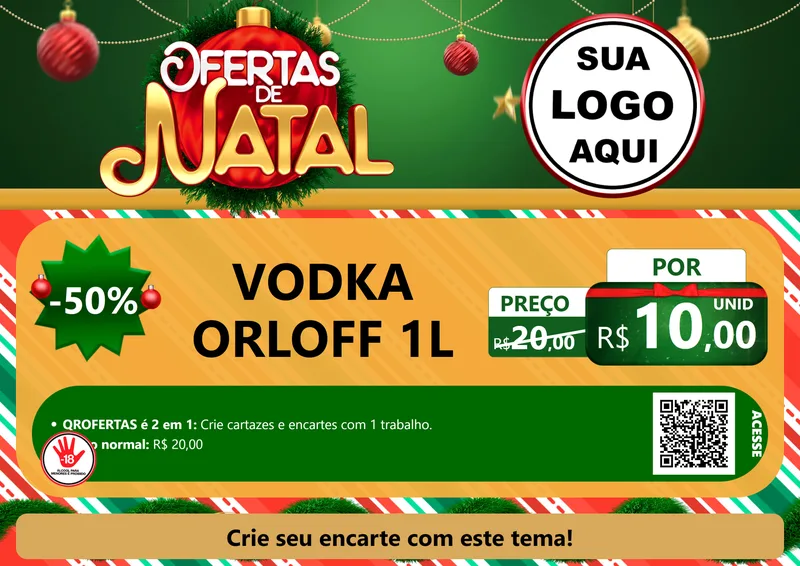 Modelo de Cartaz para Cartaz A4 Horizontal com o tema Ofertas de Natal para Distribuidora de bebidas