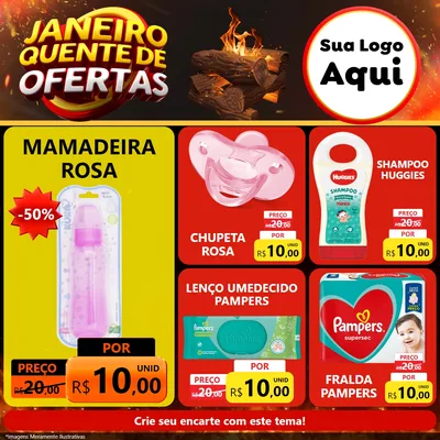 Modelo de Rede Social para Feed Facebook com o tema Janeiro Quente de Ofertas para Bebês