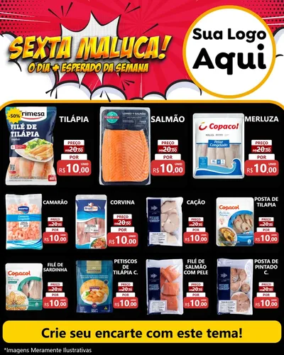 Modelo de Rede Social para Feed Instagram com o tema Sexta Maluca! para Peixaria