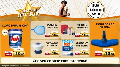 Modelo de TV para TV Horizontal com o tema Ofertas Fim de Ano para Produtos para Piscina