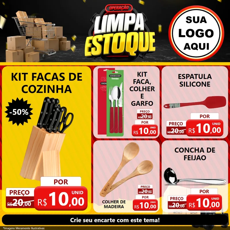 Modelo de Rede Social para Feed Facebook com o tema Operação Limpa Estoque para Utilidades Domésticas