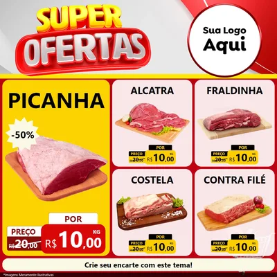Modelo de Rede Social para Feed Facebook com o tema Super Ofertas para Açougue