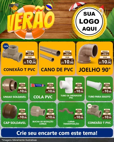 Modelo de Rede Social para Feed Instagram com o tema Verão para Tubos e conexões