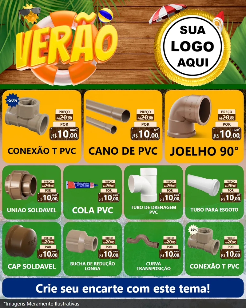 Modelo de Rede Social para Feed Instagram com o tema Verão para Tubos e conexões