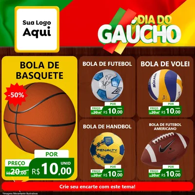 Modelo de Rede Social para Feed Facebook com o tema Dia do Gaúcho para Artigos Esportivos
