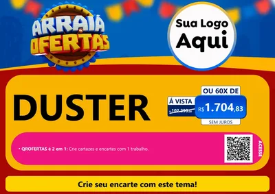 Modelo de Cartaz para Cartaz A4 Horizontal com o tema Arraiá de Ofertas - Junina para Concessionaria de Carros