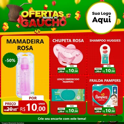 Modelo de Rede Social para Feed Facebook com o tema Ofertas Semana Do Gaúcho para Bebês