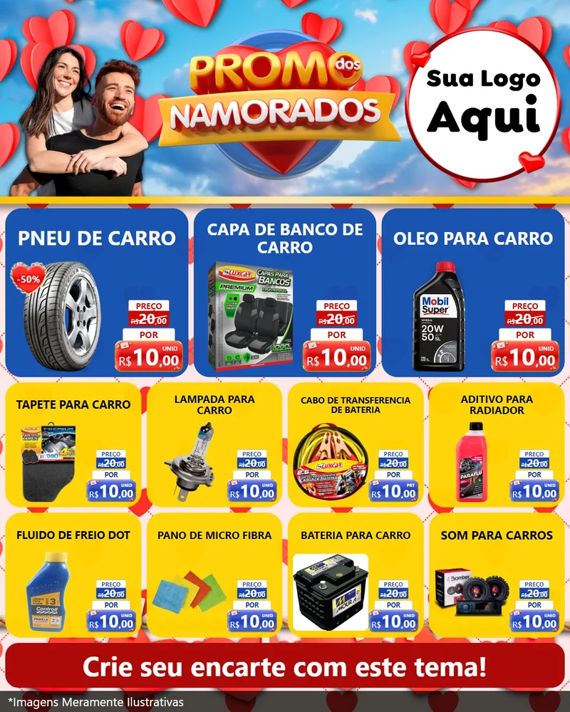 Modelo de Rede Social para Feed Instagram com o tema Promo dos Namorados para Auto peças