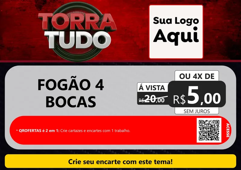 Modelo de Cartaz para Cartaz A4 Horizontal com o tema Torra Tudo para Móveis e Eletro