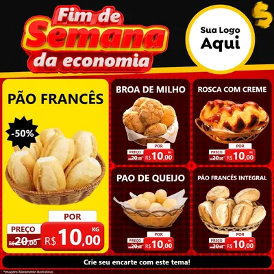 Modelo de Rede Social para Feed Facebook com o tema Fim de Semana da Economia para Padaria
